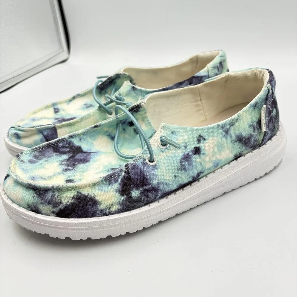 Hey Dude Wendy Youth Tie Dye Ocean Storm Sz Y3-L4 Slip‎ On Shoes Casual  School
